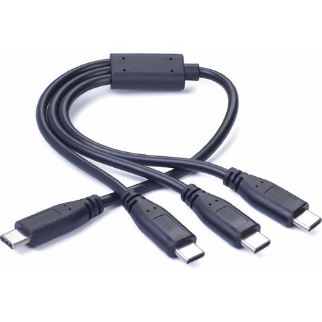 Typ-C Stecker auf 3 Typ-C Anschluss Kabel, 1 auf 3 Adapter, unterstützt IC-Laden für Mobiltelefone und Tablets, 3A Datenkabel, 15W Ladekabel. (1/4)