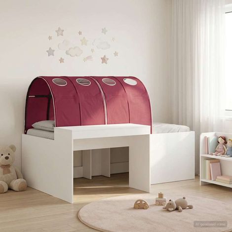 vidaXL Letto alto per bambini con scrivania Bianco e Rosso
