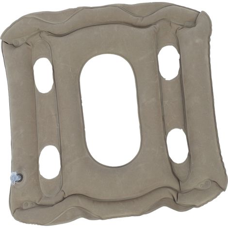 Coussin de siège gonflable avec trous de ventilation, revêtement floqué en PVC, idéal pour les chaises de bureau et les sièges auto (marron). (1/5)