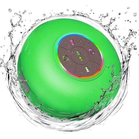 Radio de douche Bluetooth avec LED – Enceinte mini portable sans fil avec microphone et ventouse, résistance à l’eau IPX4 pour la douche, les voyages, la piscine, la flotterie sur la rivière (1/5)