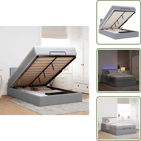 Luci a LED - vidaXL Pouf Letto con Materasso Grigio Chiaro 120x190 cm in Tessuto - Letto con testiera