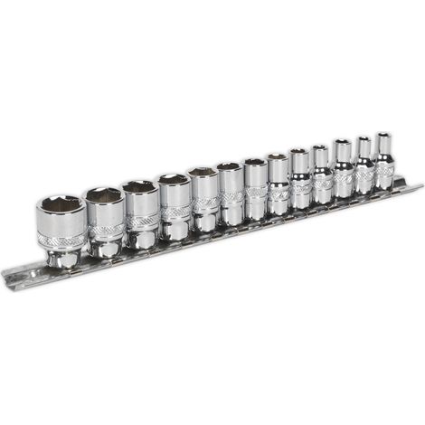 Sealey Metric Socket Set 13pc 1/4""Sq Drive Lock On Chrome 6pt Metric AK2746 (1/2)