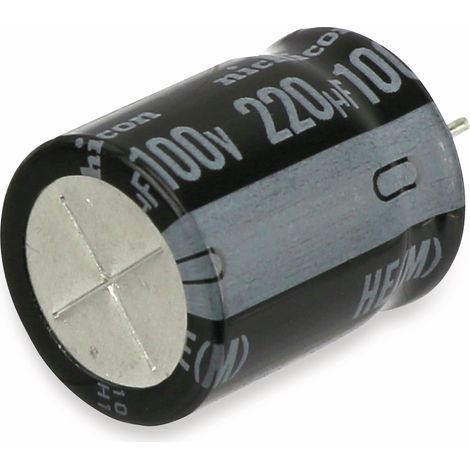 Condensateur électrolytique haute tension NICHICON 220 µF, 100 V, radial, entraxe 7,5 mm (1/2)
