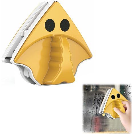 Jaune Double Latérale Magnétique,Nettoyeur de Vitre Magnétique Double Face,Nettoyeur De Pare Brise Magnétique,Nettoyant pour Vitres Épaisses Essuie Glace (1/5)