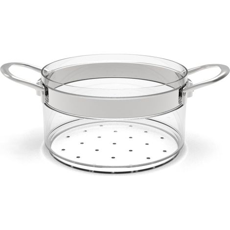 Panier Vapeur Verre Borosilicate Ø20 cm H11 cm Cuisson Saine Sans PTFE ni PFAS Transparent avec Poignées Inox Compatible Gaz Électrique Induction avec Disque MC60090 (1/3)