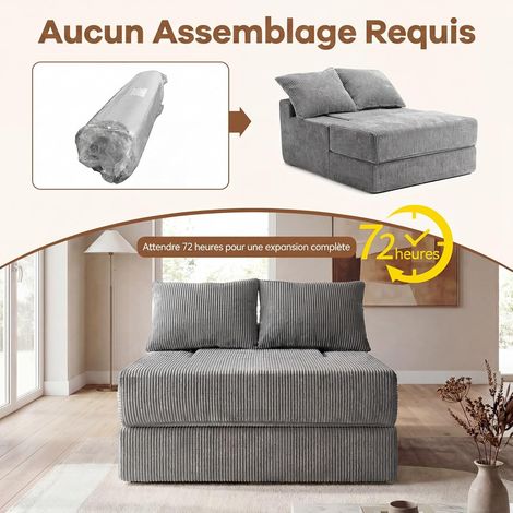 Canapé-Lit Convertible, Fauteuil Pliable en Polaire Corail avec 2 Coussins, Dossier Ergonomique,Canapé Confortable Salon Chambre Appartement Montage (1/5)