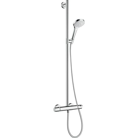 Hansgrohe – Colonne de douche thermostatique avec douche à main – Thermostat Ecostat Comfort – Jet de massage et pluie – Installation en saillie (1/10)