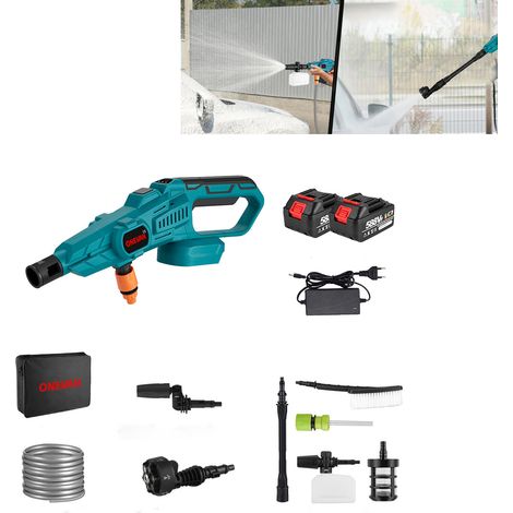 Nettoyeur haute pression 200 bars,appareil de nettoyage multifonction,tuyau d'eau de 5 m,pistolet à mousse,idéal voitures(Batterie incluse)