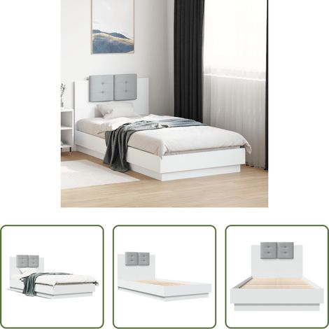 Oreiller de tête - Cadre de lit sans matelas blanc 90x190 cm (1/5)