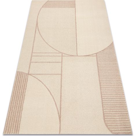 FLUX 461.14.AE200 Wollteppich OSTA - Geometrisch, Strukturell, Loft beige / rosa beige 240x340 cm