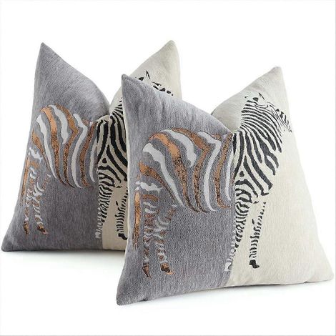 Lot de 2 housses de coussin décoratives en patchwork chenille pour canapé ou lit, 45 x 45 cm (1/5)