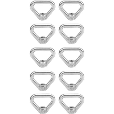 10 écrous à œillet triangulaires M8 en acier inoxydable 304, couleur argent.