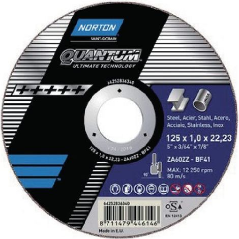 Disque à tronçonner Quantum 3 Norton - 125 - 0,8 - 22,23 - 42-déporté