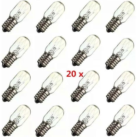 Lot de 20 ampoules E14 15W pour lampe à sel, compatibles réfrigérateur, AC220V-240V. Fabriquées en cuivre-nickel et en verre. (1/5)
