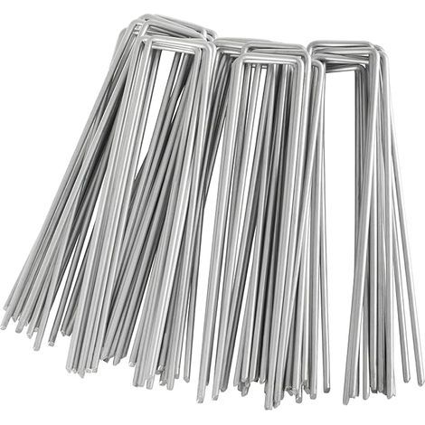 Piquets d'ancrage, lot de 30 piquets d'ancrage au sol, 150 x 40 mm, diamètre 3 mm, pour fixer une toile de désherbage, un filet, une clôture (1/5)
