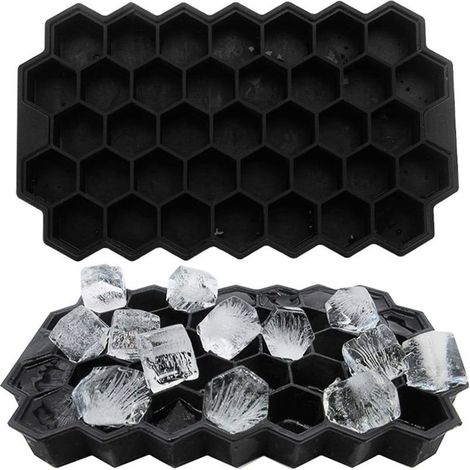 Eisform – Lebensmittelechtes Silikon – Mit auslaufsicherem Deckel – 37 Fächer pro Form – 2er-Set (1/5)