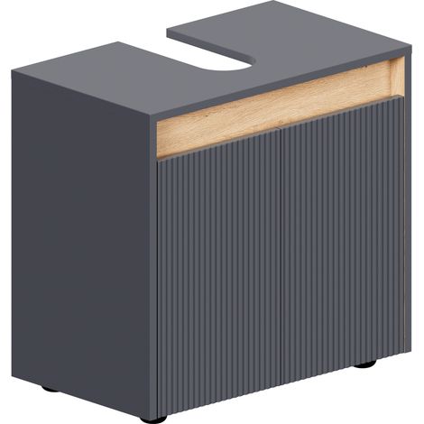BERNSTEIN - Mobile lavabo da appoggio MDF Antracite opaco 60x35x54cm (LxPxA) + 2 ante - BELDIVO	Antracite opaco
