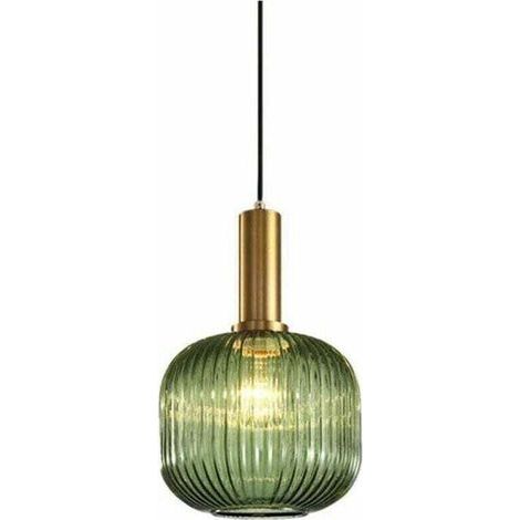 Suspension vintage industrielle, plafonnier suspendu de style rétro moderne, suspension, abat-jour en verre avec support de lampe en laiton poli [Classe énergétique A++],TRIMEC (1/4)