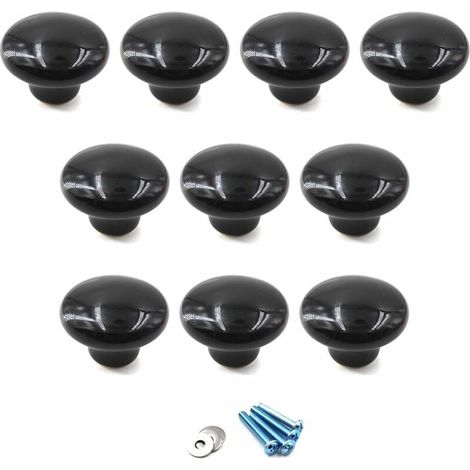 Green Mobility-Boutons et poignées de meubles,Noir Poignées et Boutons de tiroir Plastiquee poignée de Meuble Porte Bouton pour la Chambre des Enfants Pack de 10 (Vient avec des vis) (1/4)