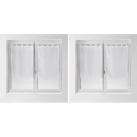 lot de 2 voilages à passants, 60 x 120 cm, blanc, fils coupés, pour salon (1/3)