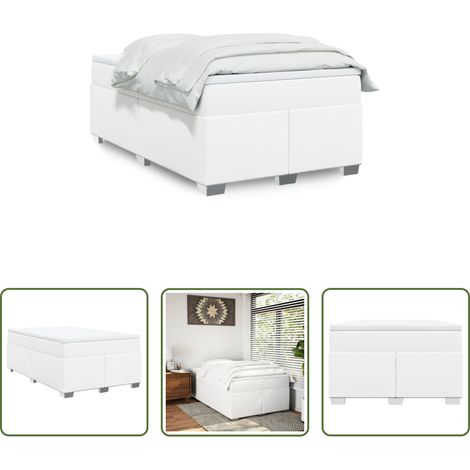vidaXL Surmatelas - Sommier à lattes de lit avec matelas blanc 120x190cm similicuir (1/5)