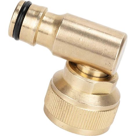 Raccord coudé à 90° en laiton pour tuyau d'arrosage, adaptateur à connexion rapide pivotante, connecteurs pour tuyau d'arrosage de 3/4 pouce. (1/4)