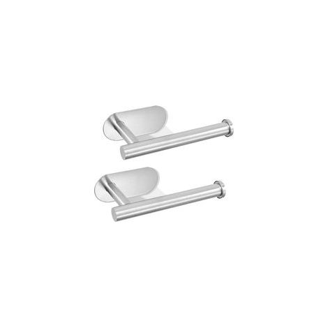 Soporte para papel higiénico de acero inoxidable sin necesidad de taladrar, para baños y lavaderos, color plata cepillada. (1/4)
