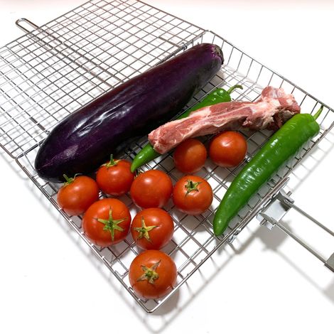 Filet de cuisson pliable en acier inoxydable, panier de cuisson portable pour grillades de poisson et de poulet en extérieur