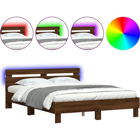 Maison Exclusive - Estructura de cama cabecero y luces LED marrón (1/5)