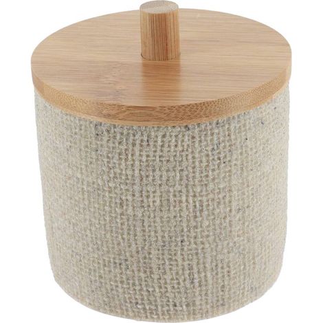 Contenitore per dischetti di cotone Solena, colore beige. (1/4)