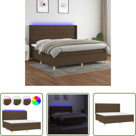 vidaXL Tête de lit réglable - Sommier à lattes de lit matelas et LED Marron foncé 200x200 cm (1/5)