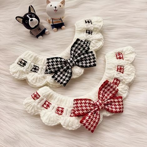 Bandana de Pâques à motif pied-de-poule pour animaux  Bandana nœud papillon pour animaux