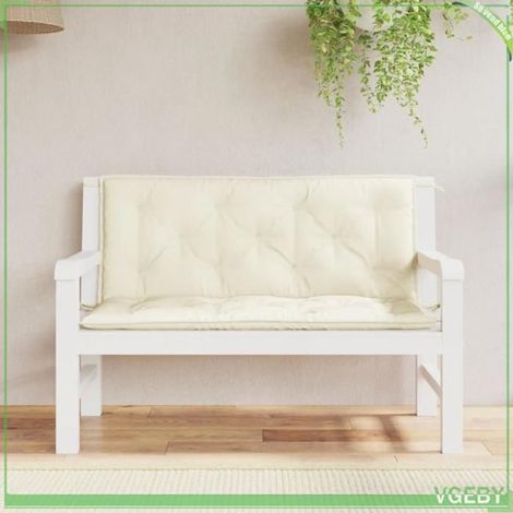 361680 Coussins de banc de jardin lot de 2 blanc crème tissu Oxford (1/5)