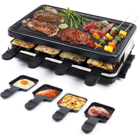 Gril électrique 8 portions, gril électrique de comptoir, planche de cuisson portable, gril avec 8 miniplaques de cuisson, 1300 W