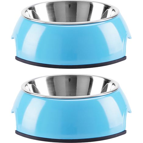 Gamelle pour chien en acier inoxydable, gamelle double compartiment pour animaux de compagnie, gamelle pour chat en mélamine (1/4)