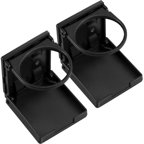 2 Stück universelle, verstellbare, faltbare Getränkehalter, schwarz, auslaufsichere Kunststoffbehälter, tragbar, 7,5 cm Durchmesser, für Auto, LKW, Boot, Van, HA-HARRY (1/4)