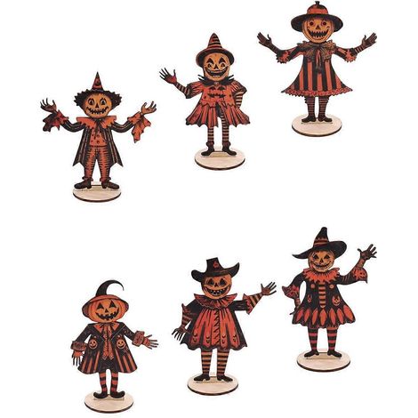 Guirlande d'Halloween vintage en bois, bannière à suspendre, style ferme, décorations d'Halloween avec corde B (1/4)