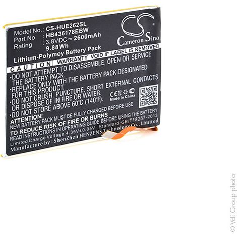 NX - Batterie téléphone, smartphone, GSM pour Huawei 3.8V 2600mAh - HB436178EBW+HB43617 (1/3)