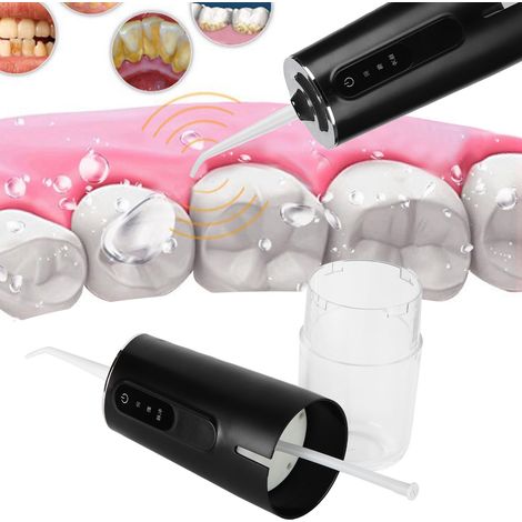 Hydropulseur buccal portable 3 modes, rechargeable par USB, 240 ml, 1 embout, étanche, noir (1/5)