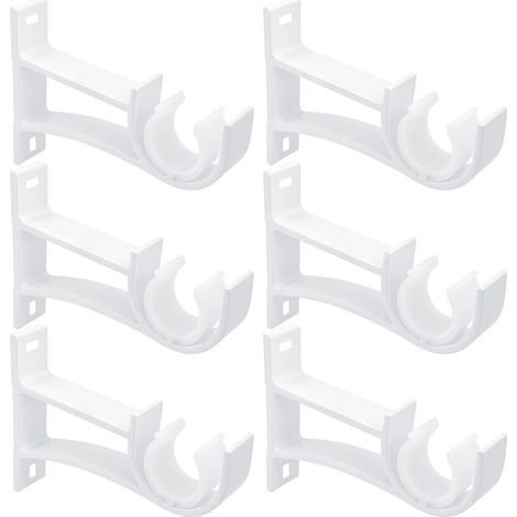 Support de tringle à rideaux - Fixation plafond - Lot de 6 - Aluminium épais - Tige 25,4 mm - Vis et ancrages (1/5)