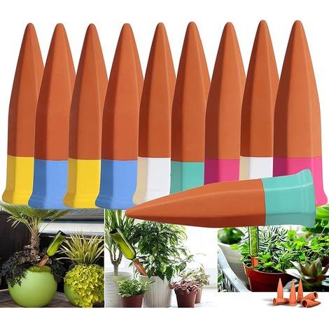 Oyas a Planter Terre Cuite, 10 Pièces Arrosage Goutte à Goutte Ollas Terre Cuite Arrosage Automatique Plantes Irrigation Goutte a Goutte Bouteille pour Jardin Maison Intérieur Extérieur (1/5)