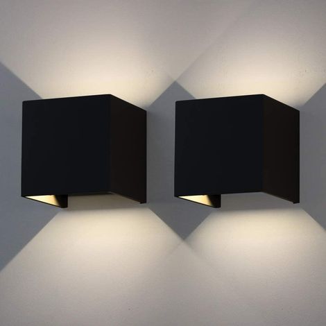 ZOLGINAH 12W Appliques Murales LED, 2 pièces,Interieur Exterieur Réglable éclairage Aluminium IP65 LED Moderne Lampe Effet éclairage décoratif murale Lumière 4000K，Noir (1/5)