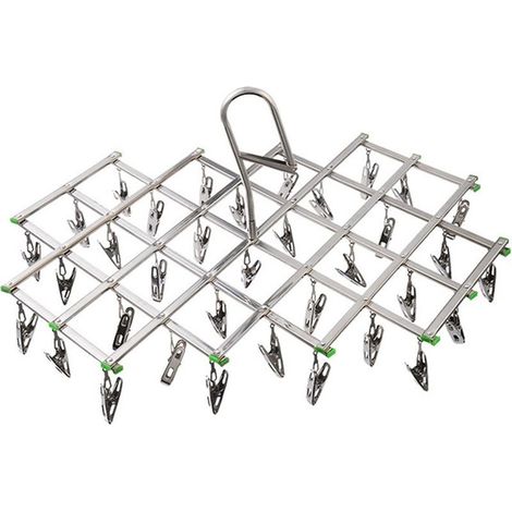 Étendoirs en Acier Inoxydable avec 35 Pinces à Linge pour Chaussettes, Shorts, sous-Vêtements et Vêtements de Bébé (1/5)