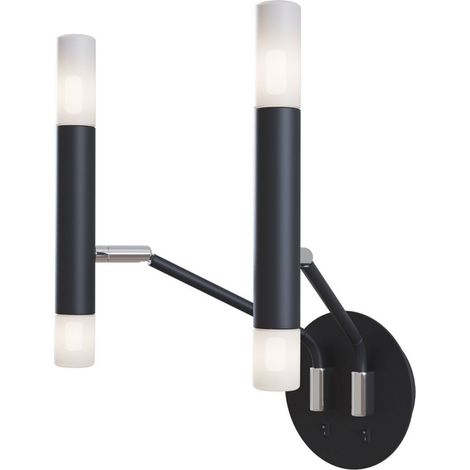 Maytoni Vigo Applique Bougie Moderne Noir, Abat-Jour en Verre Blanc Mat