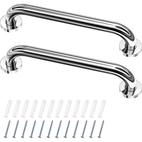 2 Barre D'Appui wc, Acier Inox Maintien Poignée Douche, 30cm Barre d'Appui Salle de Bain Coudée, Barres Douche, Baignoire Main Courante Inoxydable Âgées/Handicapées/Enfants (1/5)