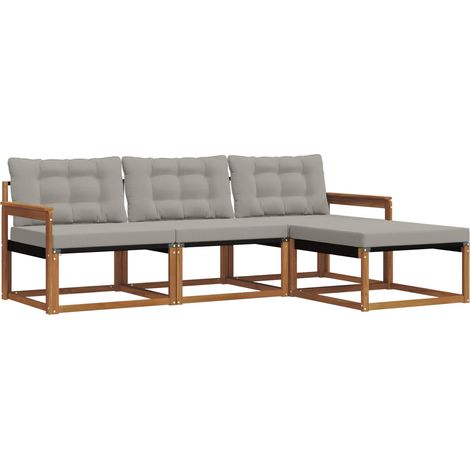 Outdoor Sofa Set with Cushion 4 pcs Natural and Light Grey vidaXL (1/5)