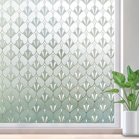 45 x 200 cm PVC-Fensterfolie mit Blumenmuster, statisch mattiert, für Sichtschutz. (1/5)