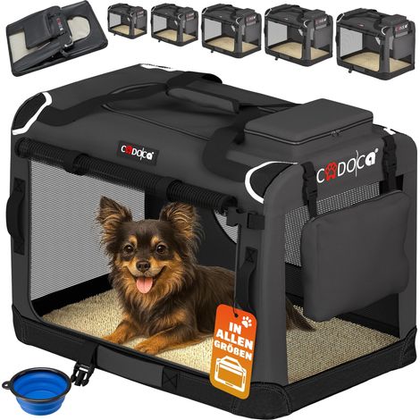Cadoca Transportadora Para Mascotas S / M / L / XL / XXL / XXXL Transportín Plegable Perros Gatos Bolsa de Transporte Animales 2 Bolsillos Exteriores Incl. Alfombrilla Lavable S - Anthracite (en)