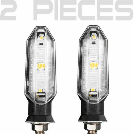 Clignotants moto universels 2 pièces - Feux de signalisation LED 3 ampoules pour Honda Kawasaki Yamaha, clignotants style requin, indicateurs étanches motard (1/4)