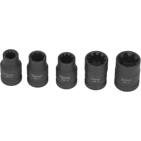 Jeu de 5 douilles noires pour étrier de frein, outil de démontage des vis de plaquettes de frein, outils de réparation automobile (1/4)